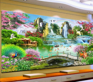 Preview: Diamond Painting Landschaft Wasser & Blumen